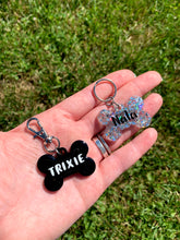 Load image into Gallery viewer, Black Bone Name Tag Keychain -Glow in the Dark Letters