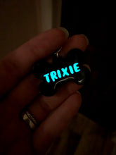 Load image into Gallery viewer, Black Bone Name Tag Keychain -Glow in the Dark Letters