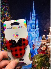 Load image into Gallery viewer, Glitter Bow Plaid Mouse Inspired  Pop Grip/ Popsocket