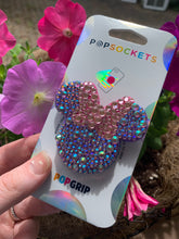 Load image into Gallery viewer, Full Crystal Purple/Pink Mouse Inspired Pop Grip/ Popsocket