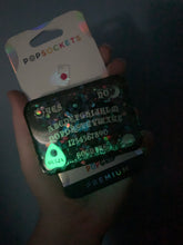Load image into Gallery viewer, Black Glitter Ouija Board Inspired Shaker Pop Grip/ Popsocket