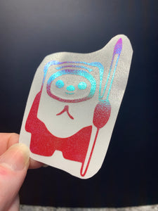 Red Holographic Ewok Inspired Vinyl Decal