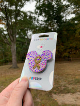 Load image into Gallery viewer, Iridescent/Gold Ribbon Crystal Mouse Inspired Pop Grip/ Popsocket