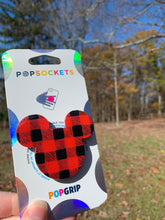 Load image into Gallery viewer, Red Plaid Fannel Mouse Inspired Pop Grip/ Popsocket