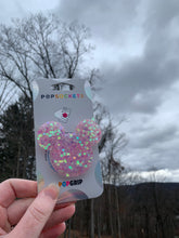 Load image into Gallery viewer, Glitter Light Pink Mouse Inspired Pop Grip/ Popsocket