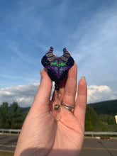Load image into Gallery viewer, Glitter Maleficent Inspired Swivel Badge Reel