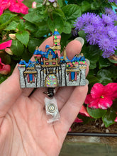 Load image into Gallery viewer, Glitter Land Castle Inspired Swivel Badge Reel