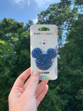 Load image into Gallery viewer, Blue Rainbow Crystal Mouse Head Inspired Pop Grip/ Popsocket