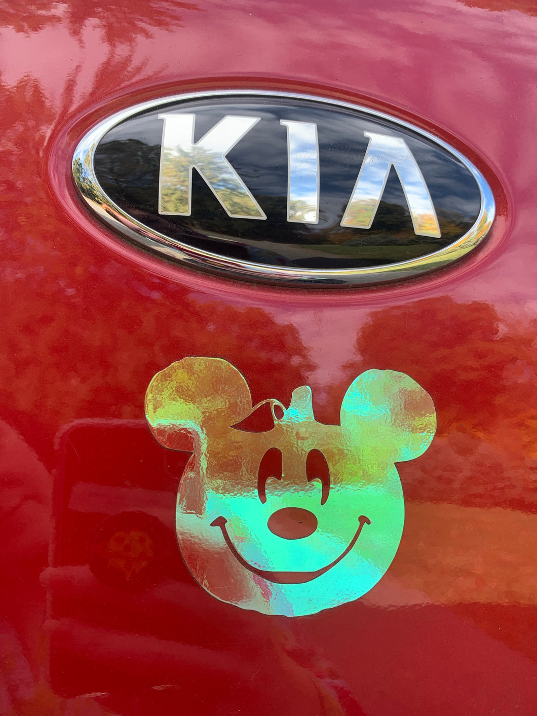 Red Holographic Pumpkin Mouse Inspired Vinyl Decal