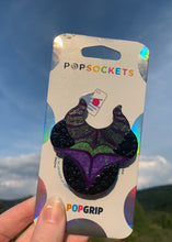 Load image into Gallery viewer, Glitter/Crystal Maleficent Inspired Pop Grip/ Popsocket