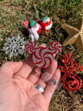 Load image into Gallery viewer, Full Crystal Peppermint Mouse Inspired Swivel Badge Reel