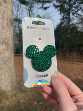 Load image into Gallery viewer, Emerald Green Crystal Mouse Inspired Pop Grip/ Popsocket