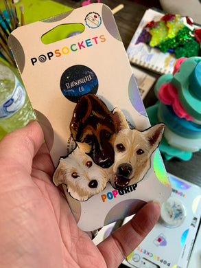 Custom 3 on 1 Pet Dog Heads Inspired Pop Grip/ Popsocket