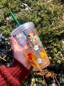 Dogs Inspired Starbucks Venti Double Wall Cup | Gold Waterfall