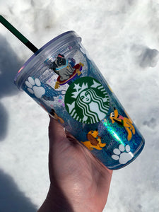 Dogs Inspired Starbucks Venti Double Wall Cup | Blue Waterfall