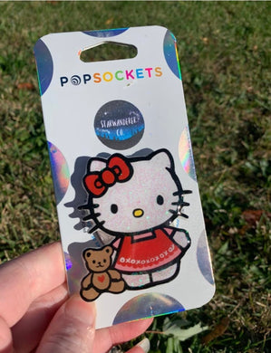 Glitter Kitty With Bear Inspired Pop Grip/ Popsocket