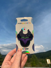 Load image into Gallery viewer, Custom Slide Version - Glitter/Crystal Maleficent Inspired &quot;Pop&quot; Cell Phone Grip/ Stand (Copy)