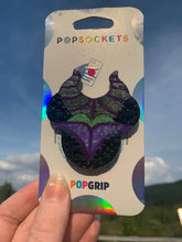 Load image into Gallery viewer, Custom Slide Version - Glitter/Crystal Maleficent Inspired &quot;Pop&quot; Cell Phone Grip/ Stand (Copy)