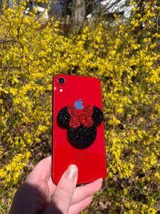 Black/Red Mouse with Bow Inspired Pop Grip/ Popsocket