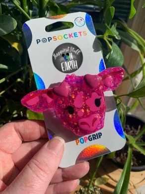 Glitter Heart Cow Pop Grip/ Popsocket