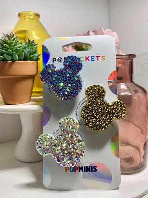 Mini Crystal Mouse Inspired Pop Grips/ Popsockets - 3 Pack