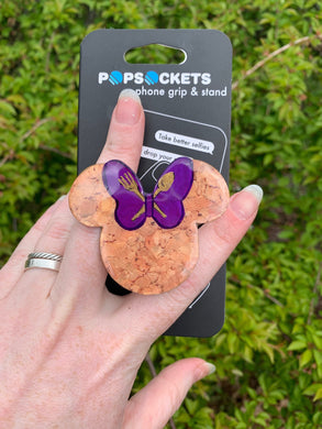 Cork Food & Wine Mouse with Bow Inspired Pop Grip/ Popsocket