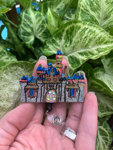 Glitter Land Castle Inspired Swivel Badge Reel