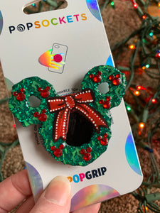 Glitter/Crystal Mickey Wreath Inspired Pop Grip/ Popsocket
