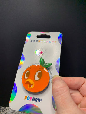 Orange Hand Painted Bird Inspired Pop Grip/ Popsocket