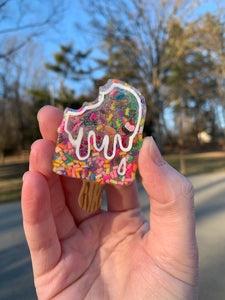 Glitter Sprinkle Ice Cream Inspired “Shaker” Swivel Badge Reel