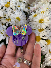 Load image into Gallery viewer, Purple Nurse Mouse Swivel Badge Reel