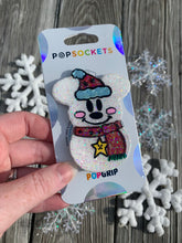 Load image into Gallery viewer, Glitter Mouse Snowman Inspired “Pop&quot; Cell Phone Grip/ Stand
