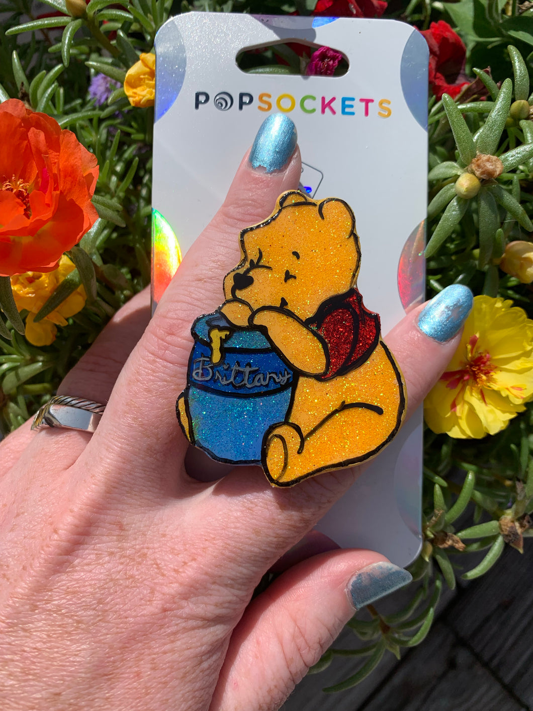 Glitter Pooh with Personalized Honey Pot Inspired