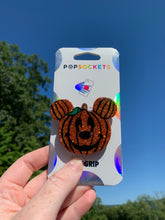 Load image into Gallery viewer, Glitter Pumpkin Mouse Head Inspired “Pop&quot; Cell Phone Grip/ Stand