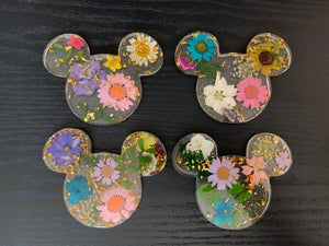 Mixed Color Pressed Flower Mouse Inspired Coasters