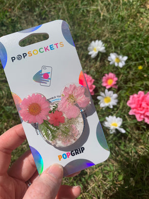 Pink Pressed Flower Mouse Inspired Pop Grip/ Popsocket