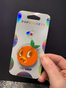 Orange Hand Painted Bird Inspired "Pop" Cell Phone Grip/ Phone Stand