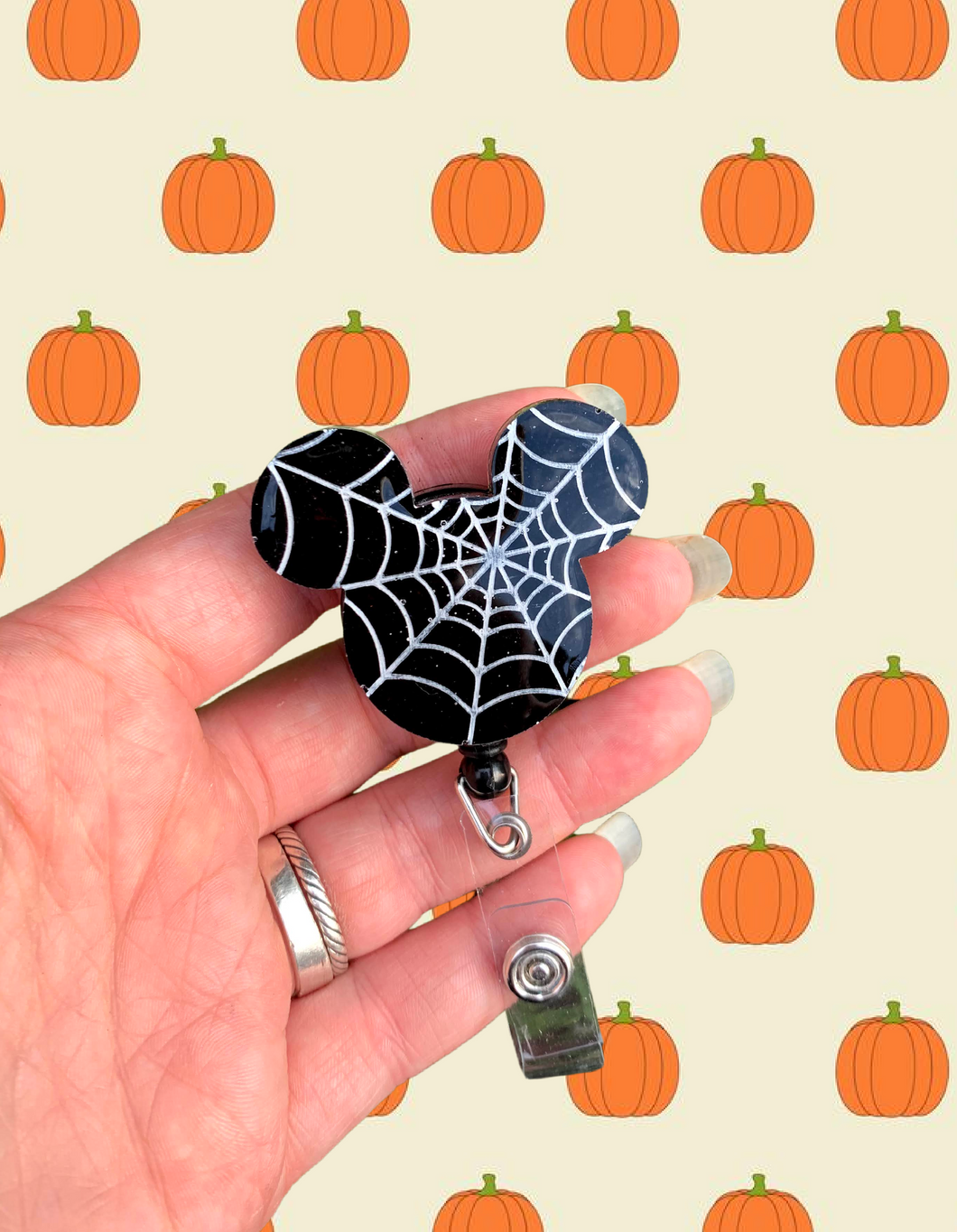 Spider Web Mouse Inspired Swivel Badge Reel