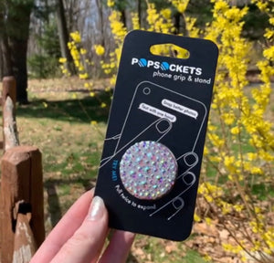 Iridescent Crystal Circle "Pop" Cell Phone Grip/ Stand