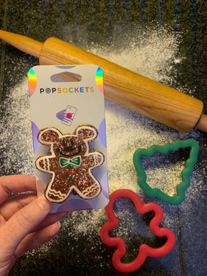 Glitter Gingerbread Mouse Inspired Pop Grip/ Popsocket