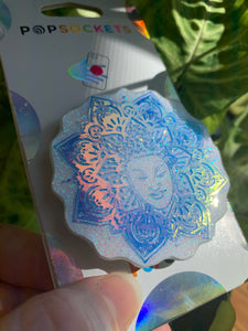 Holographic Buddha Mandala Inspired “Pop” Cell Phone Grip/ Stand