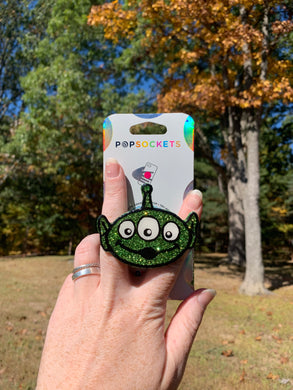 Green Alien Head Inspired Pop Grip/ Popsocket