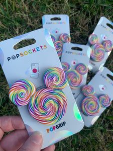 Rainbow Lollipop Mouse Inspired Pop Grip/ Popsocket