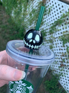 Glow In the Dark Skeleton Head Inspired Straw Topper