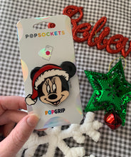 Load image into Gallery viewer, Glitter Santa Hat Mouse Head Inspired Pop Grip/ Popsocket