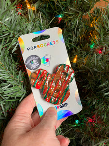 Glitter Christmas Pretzel Mouse Inspired Pop Grip/ Popsocket