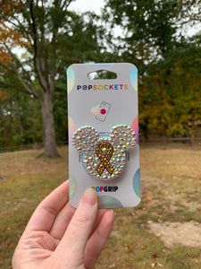 Iridescent/Gold Ribbon Crystal Mouse Inspired Pop Grip/ Popsocket