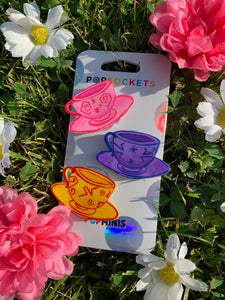 Tea Cup Inspired "Pops" Cell Phone Grips/ Stands - 3 Pack