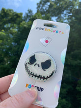 Load image into Gallery viewer, Glitter Jack Skellington Head Inspired “Pop&quot; Cell Phone Grip/ Stand