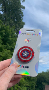 Full Crystal Captain America Shield Inspired “Pop" Cell Phone Grip/ Stand